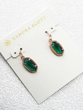 Kendra Scott Dark Green Glass Earrings
